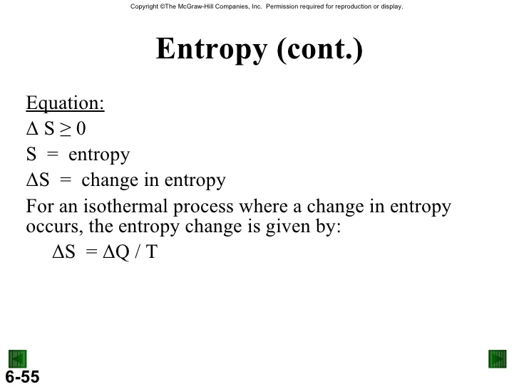 entropy change formula